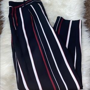 Forever 21 red white and black striped pants